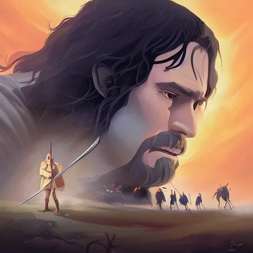 Image similar to face icon stylized minimalist the lord of the rings : the fellowship of the ring 2 0 0 1, loftis, cory behance hd by jesper ejsing, by rhads, makoto shinkai and lois van baarle, ilya kuvshinov, rossdraws global illumination