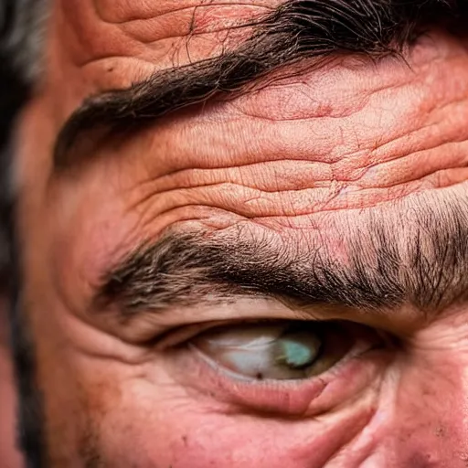 Image similar to close-up photo of a smiling man with tears in his eyes