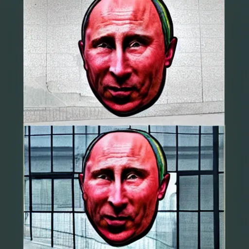 Prompt: watermelon head vladimir putin