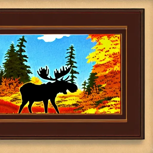 Prompt: Autumn moose hunter, studio ghibli, ultra detailed