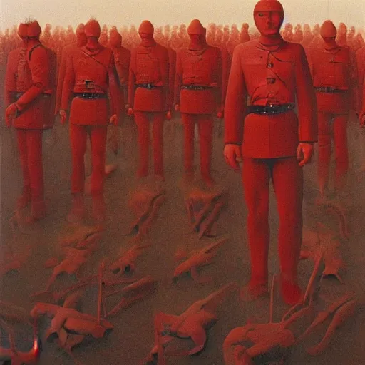 Prompt: Zdzisław Beksiński painting of the red army