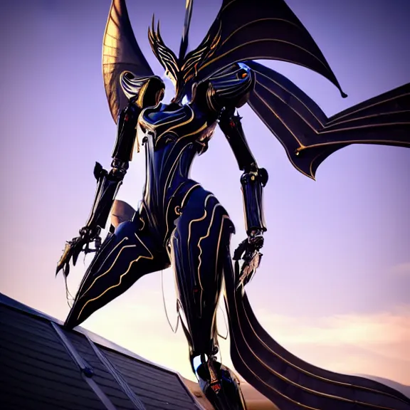 Image similar to looking up at a highly detailed 300 foot tall giant elegant exquisite beautiful stunning valkyr female warframe, as an anthropomorphic robot dragon, posing elegantly over your tiny form, detailed legs looming over you, camera on the ground, at the beach on a sunset, sleek streamlined design, streamlined matte black armor, sharp detailed claws, detailed sharp robot dragon feet, worms eye view, giantess shot, camera close to the legs, upward shot, ground view shot, leg shot, front shot, epic cinematic shot, high quality warframe fanart, captura, realistic, professional digital art, high end digital art, furry art, giantess art, anthro art, DeviantArt, artstation, Furaffinity, 8k HD render, epic lighting