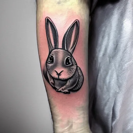 Prompt: tattoo of a rabbit