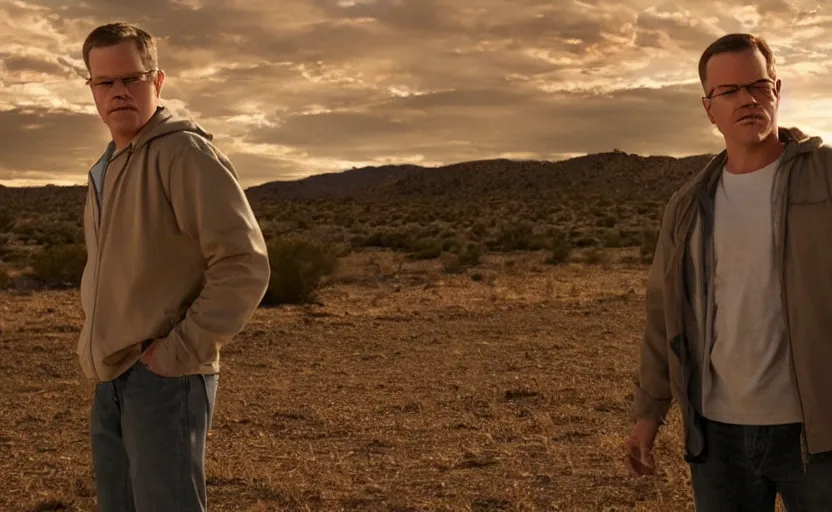 Prompt: Matt Damon as Todd Alquist in 'Breaking Bad' (2013), movie still frame, oscar nominated cinematography, volumetric lighting, 8k resolution, beautiful composition