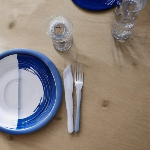 Image similar to blauwe kubus op een tafel