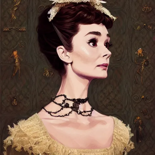 Image similar to audrey hepburn in an epic victorian novel, various backgrounds, intricate, elegant, highly detailed, digital painting, artstation, matte, illustration, art by artgerm, greg rutkowski, loish, rhads, ferdinand knab, makoto shinkai, lois van baarle, ilya kuvshinov, rossdraws, tom bagshaw