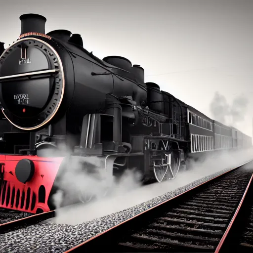 Image similar to a black steam locomotive pulling a train into a Victorian era crowded train station, slight fog, highly detailed, octane render, unreal engine 5