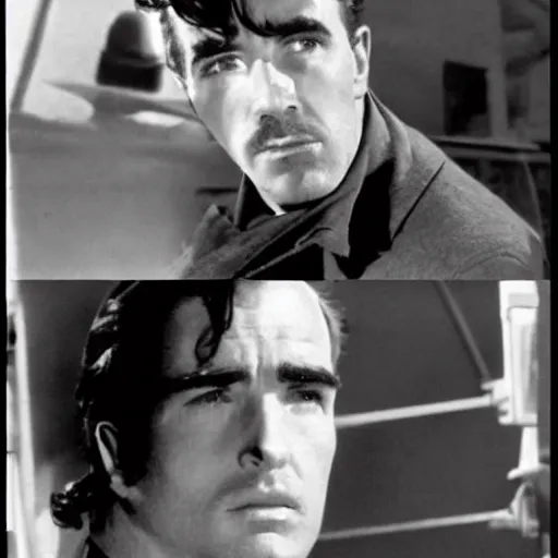 Prompt: still frames from action movie starring montgomery clift movie