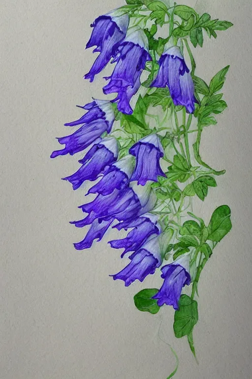 Image similar to a painting of Campanula medium, illustration, Chinese watercolor, elegant, highly detailed, Artstation