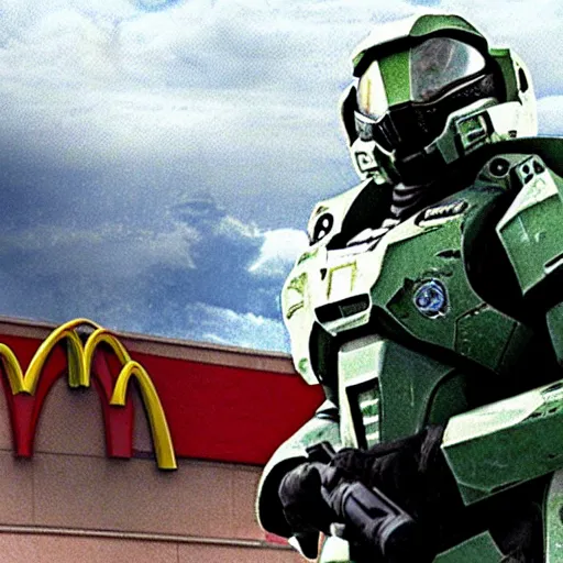 Image similar to Master Chief orders a meal from McDonalds, dated 2010