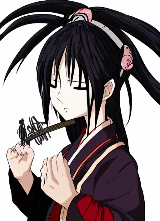 Image similar to anime beautiful samurai girl with blindfold, anime, samurai, anime style