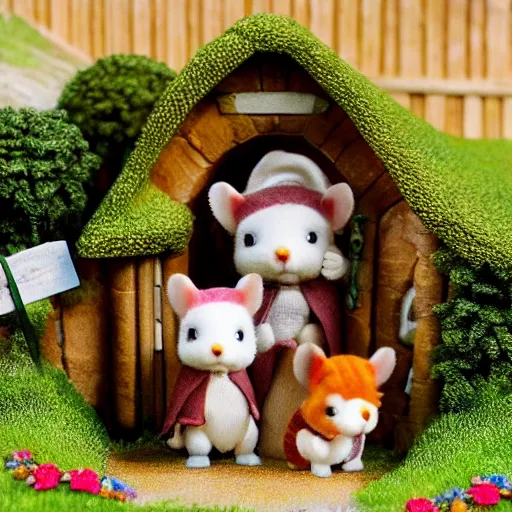 Image similar to lord of the rings calico critters in the shire