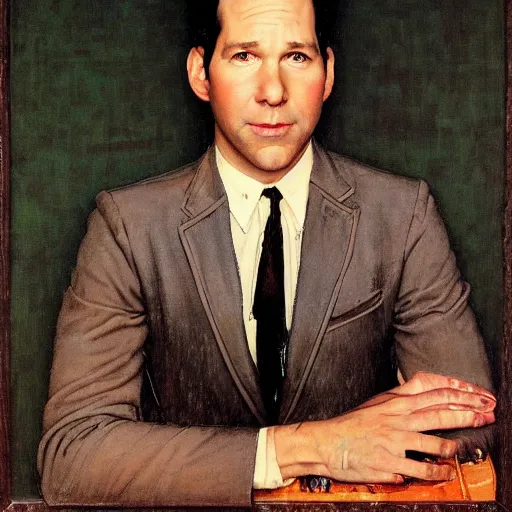 Prompt: Paul Rudd portrait painted by Norman Rockwell