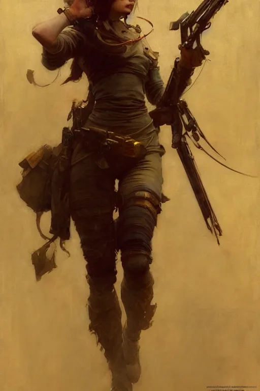 Image similar to full character, a future sniper girl character design, final fantasy face, painting by gaston bussiere, katsuya terada, nc wyeth, greg rutkowski, craig mullins, vermeer, trending on artstation, jeffery catherine jones