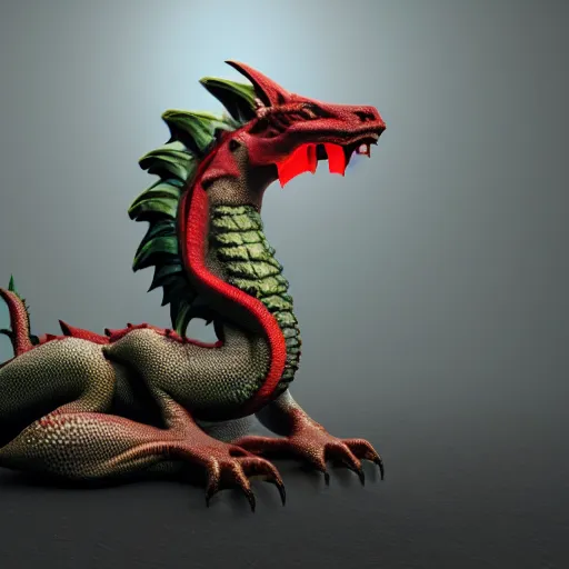 Prompt: welsh dragon, photorealistic, octane render, 3 d