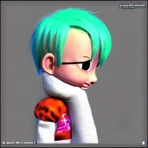 Image similar to ! dream lil peep, a 3 d render by akira toriyama, trending on zbrush central, computer art, rendered in cinema 4 d, rendered in maya, rendered in unreal engine,