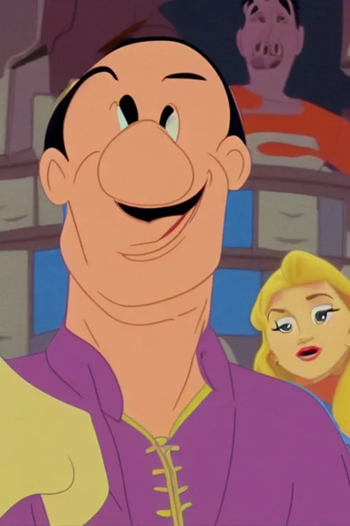 Image similar to portrait of gigachad, screenshot of an animated film by walt disney, 1 9 9 8