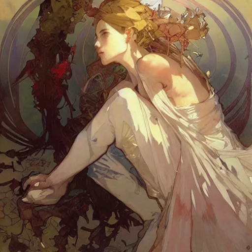 Image similar to Krenz Cushart, Greg Rutkowski, Alphonse Mucha