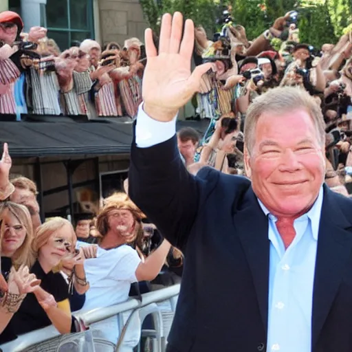 Image similar to William Shatner waving to fans