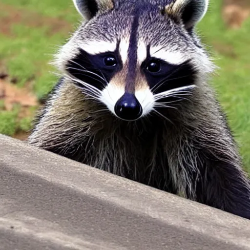 Image similar to raccoon drives a track realistic