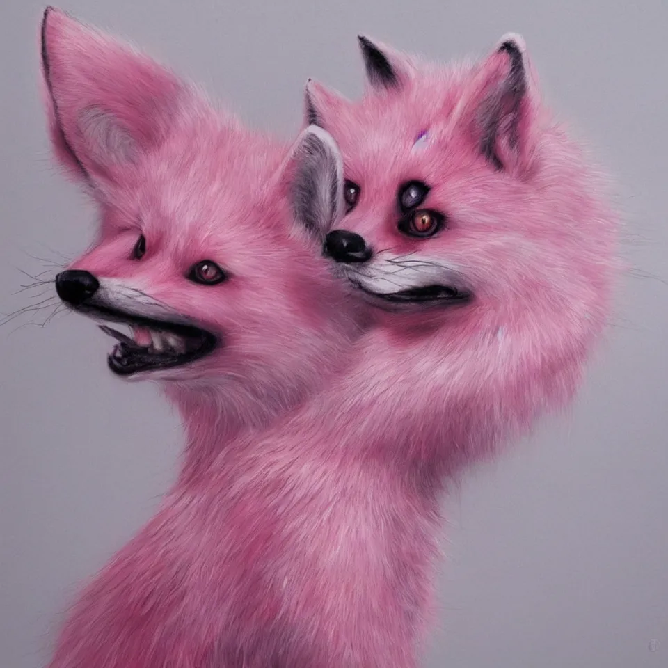 Image similar to pink fox, hyper realistic, 1 6 k, artstation,