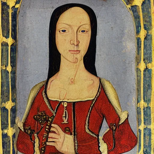 Image similar to a medieval portrait of Evelynn