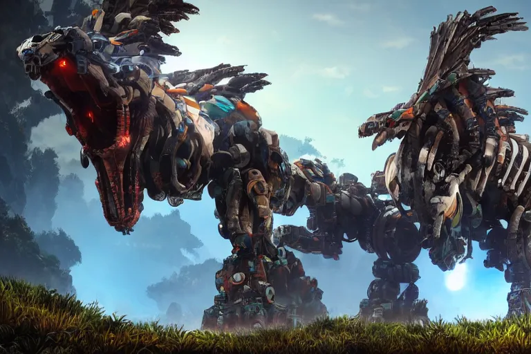 Image similar to burrower machine mecha animal beast robot of horizon forbidden west horizon zero dawn bioluminiscence global illumination ray tracing hdr fanart arstation by sung choi and eric pfeiffer and gabriel garza and casper konefal