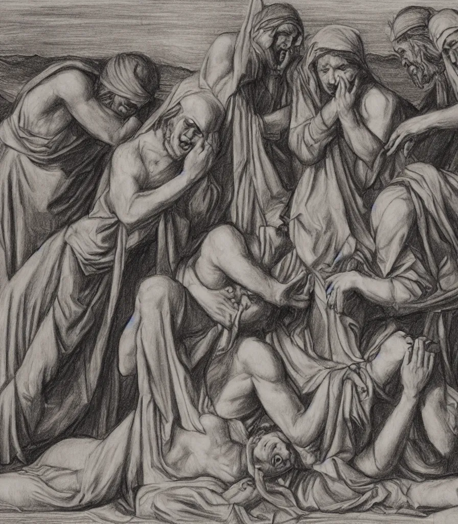 Image similar to a drawing of three maria's crying at the death of christ