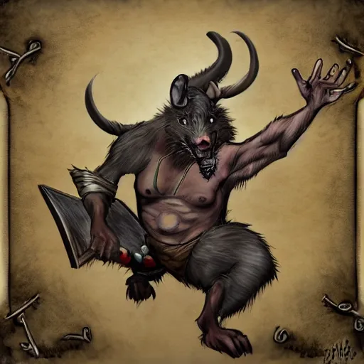 Image similar to rat beastmen thief. fantasy style art