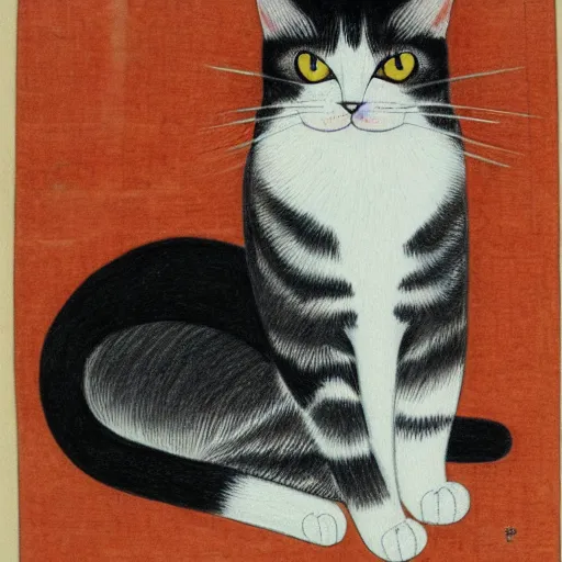 Prompt: drawing of a cat by ito jakuchu