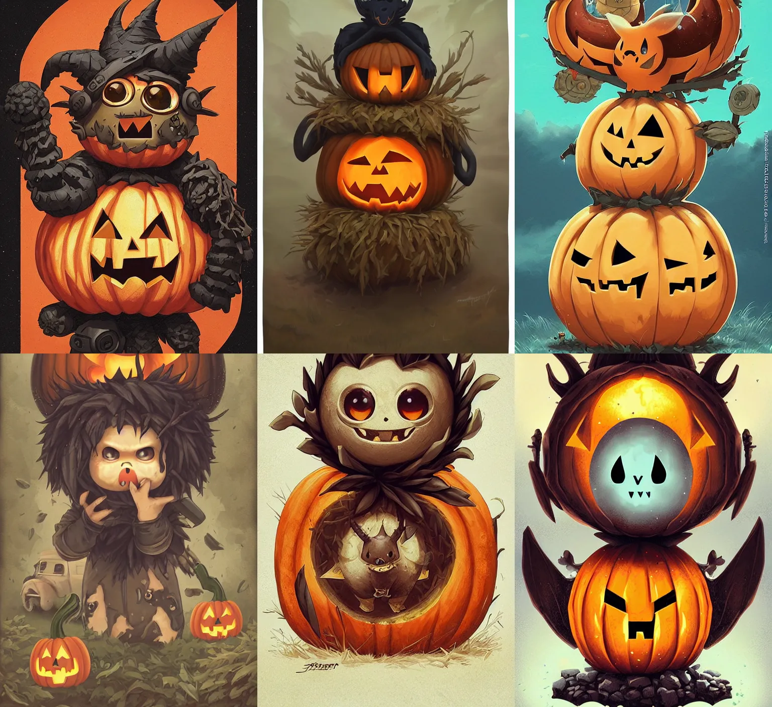 Prompt: post-post-apocalyptic Pumpkaboo grass ghost pumpkin pokemon chunky little fella portrait by Tristan Eaton_Stanley Artgerm and Tom Bagshaw,