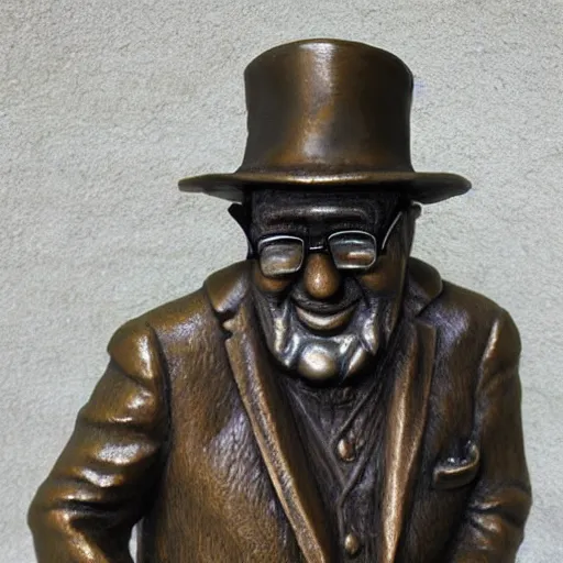 Prompt: Grunkle Stan, realistic bronze sculpture