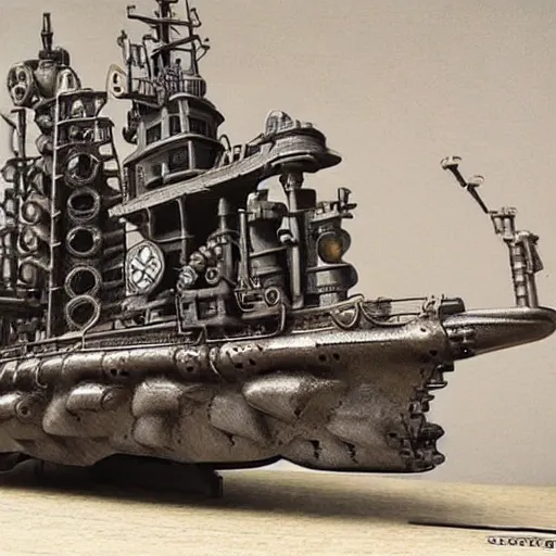 Image similar to steampunk battleship