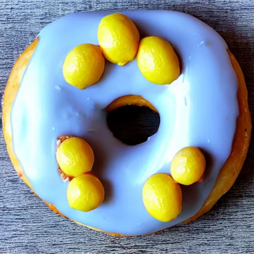 Prompt: a donut made out of lemons