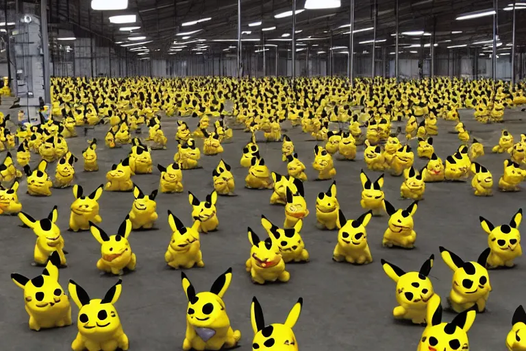 Image similar to a warehouse full of pikachu