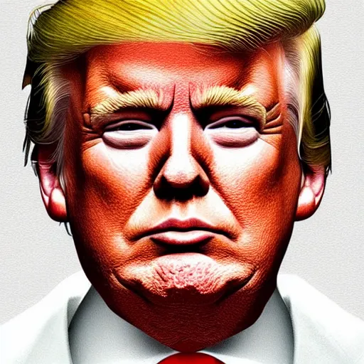 Image similar to portrait of Donald Trump, elegant, intricate, headshot, highly detailed, digital painting, artstation, concept art, sharp focus, illustration, art by Larry Achiampong