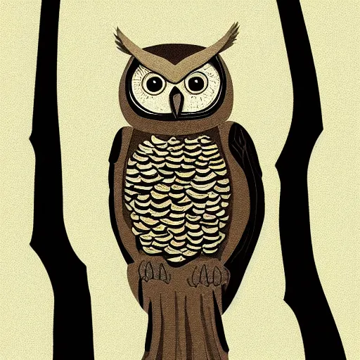 Prompt: A lonely owl, digital painting by Chris Leavens