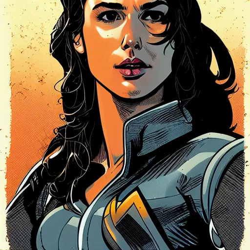 Image similar to portrait of gal gadot, by laurie greasley and james stokoe