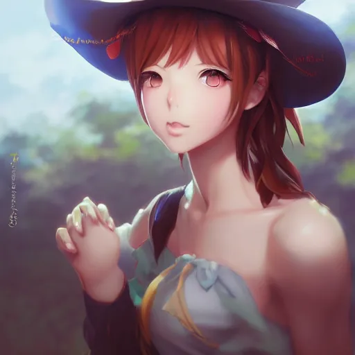 Image similar to anime portrait of a cow girl anime style by Stanley Artgerm Lau, WLOP, Rossdraws, James Jean, Andrei Riabovitchev, Marc Simonetti, and Sakimichan, trending on artstation