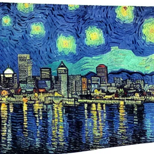 Prompt: painting of seattle by van gogh