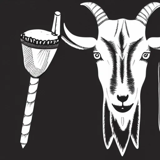 Image similar to a detailed tattoo outline of a goat !biting a churro with its teeeth!, 4k, illustration, sharp focus