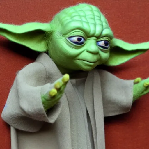 Image similar to yoda puppet, stop motion, felt