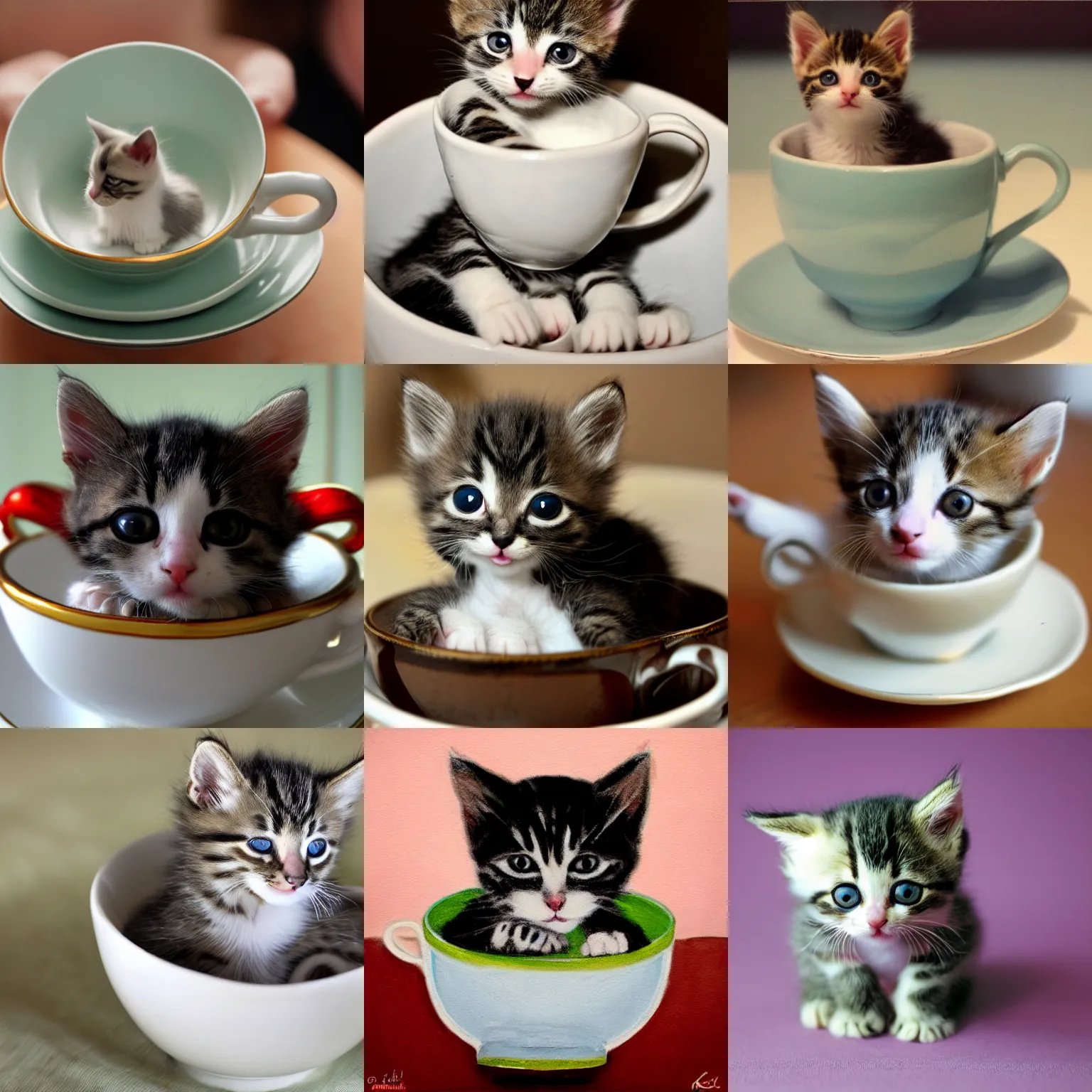 Prompt: of a kitten in a teacup