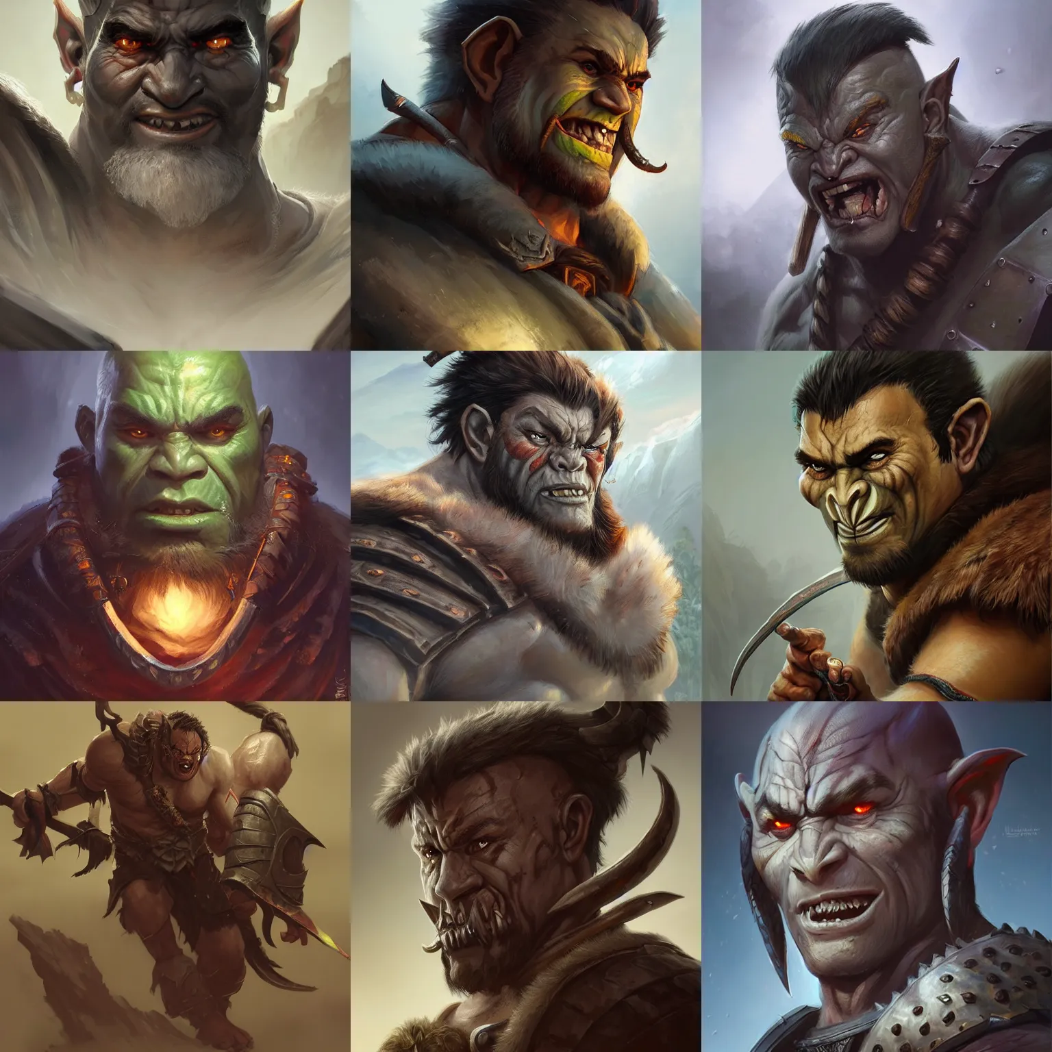 Prompt: half - orc, warrior, tusks, d & d, fantasy, portrait, highly detailed, headshot, digital painting, trending on artstation, concept art, sharp focus, illustration, art by artgerm and greg rutkowski and magali villeneuve