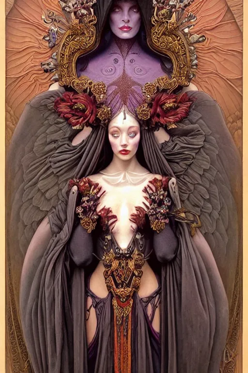 Image similar to symmetrical painting, a fullbody portrait of an beautiful female immortal in amazing dress, pretty, perfect face, elegant, ornate, luxury, elite, matte painting, by artgrem, by james jean, by brian froud, by wayne barlowe