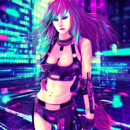 AI Art: cyberpunk inspired anime girl by @PARADOX