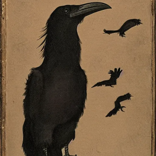 Image similar to a raven and horse chimera