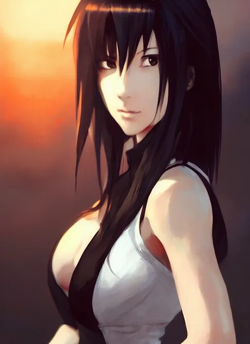 Image similar to Tifa Lockhart, sharp details, sharp focus, elegant, highly detailed, illustration, by Jordan Grimmer and greg rutkowski and PiNe(パイネ) and 薯子Imoko and 香川悠作 and wlop and maya takamura, intricate, beautiful, Trending artstation, pixiv, digital Art