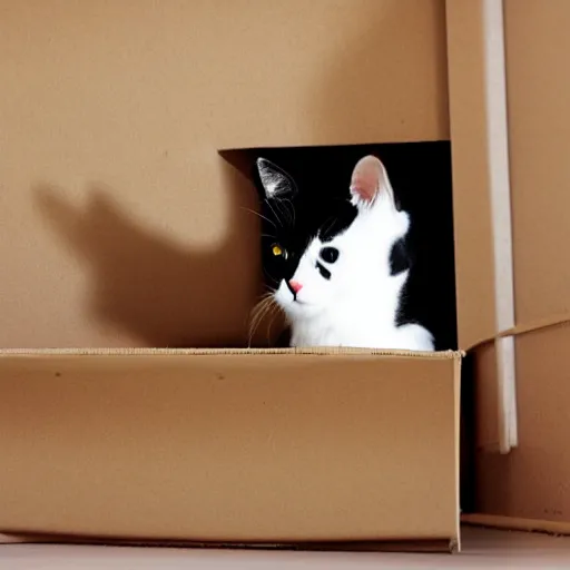 Prompt: cat flying in the box