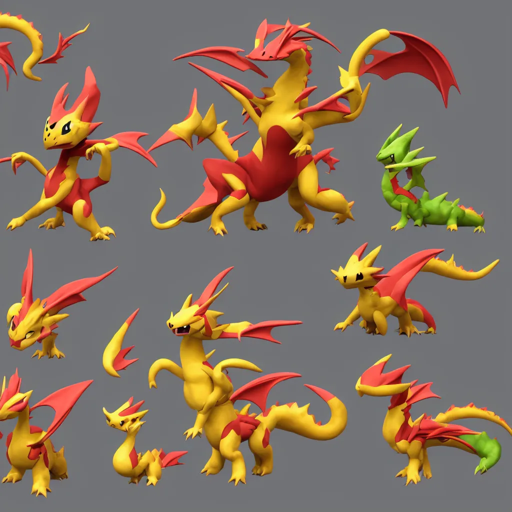 Prompt: cute dragon pokemon, 3d, studio lighting